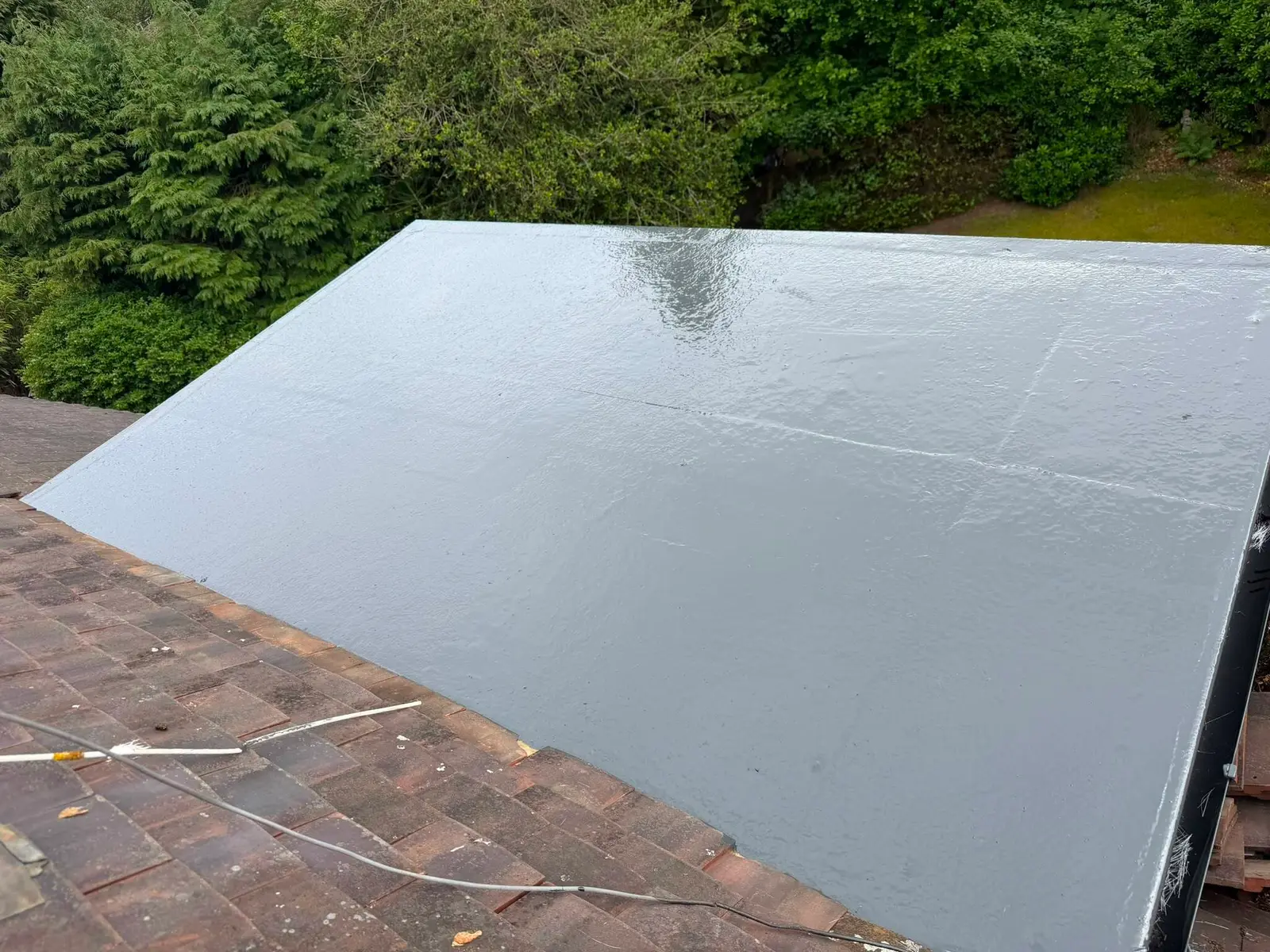 New grey GRP fibreglass flat roof